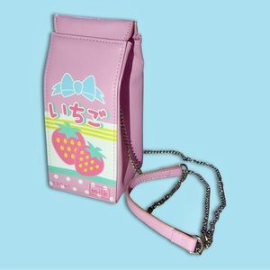 Bioworld Hot Topic Strawberry Milk Carton Crossbody Bag